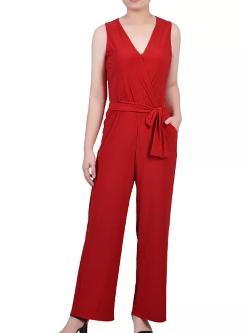 NY Collection
Petite Short Sleeveless Belted Jumpsuit